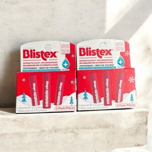 NEW Blistex Limited Edition Peppermint Lip Balm 3-Pack Set of 2 Christmas